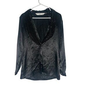 Victoria's Secret Vintage Black Sequin Collar Jacket Women's Size Small in EUC!